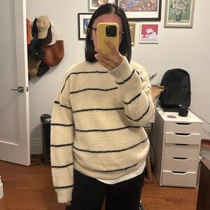 NEED SUPPLY Cozy Striped Cream Sweater